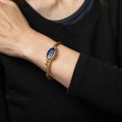 Bracelet antique Belle Époque en or jaune 18 carats avec diamants et bijoux floraux
