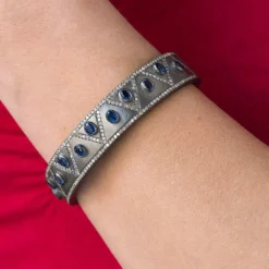 Bracelet argent diamants et cyanites