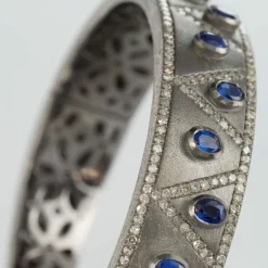 Bracelet argent diamants et cyanites