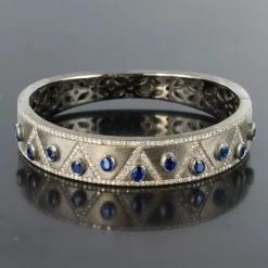Bracelet argent diamants et cyanites