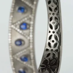 Bracelet argent diamants et cyanites