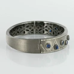 Bracelet argent diamants et cyanites