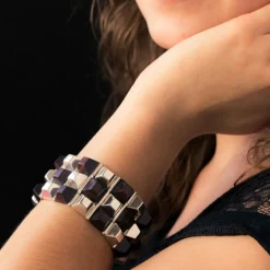 Bracelet argent et bois de rose