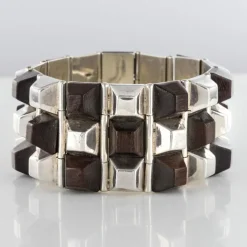 Bracelet argent et bois de rose