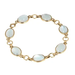 Bracelet Art Déco en or jaune et pierre de lune vintage