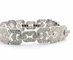 Bracelet Art Déco en platine massif avec diamants