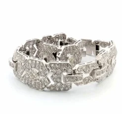 Bracelet Art Déco en platine massif avec diamants