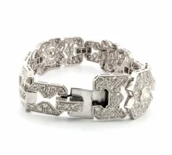 Bracelet Art Déco en platine massif avec diamants