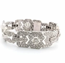 Bracelet Art Déco en platine massif avec diamants