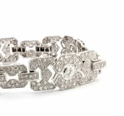 Bracelet Art Déco en platine massif avec diamants