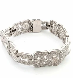 Bracelet Art Déco en platine massif avec diamants