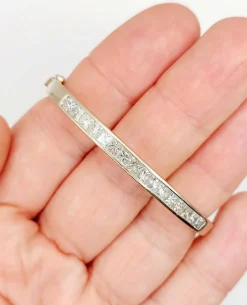 Bracelet Art Déco jonc or blanc diamants taille princesse