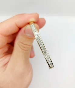 Bracelet Art Déco jonc or blanc diamants taille princesse