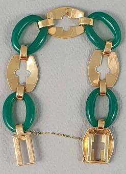 Bracelet Art Déco Or jaune Chrysoprase