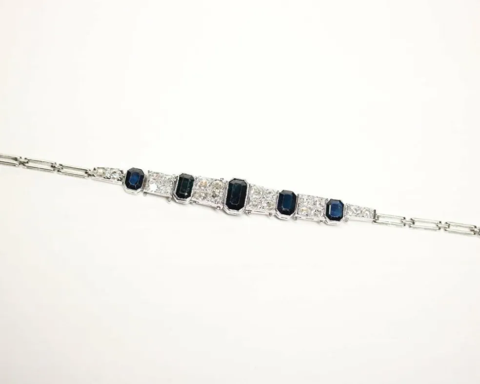 Bracelet Art Déco Saphirs et Diamants
