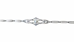 Bracelet Art Deco Perle Fine et Diamants sur Platine