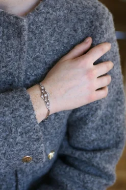 Bracelet Art Deco Perle Fine et Diamants sur Platine