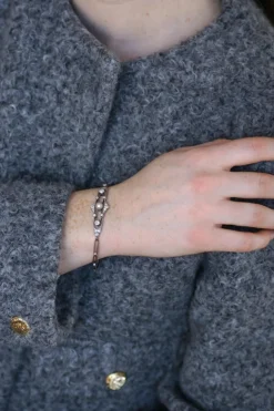 Bracelet Art Deco Perle Fine et Diamants sur Platine