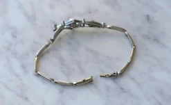 Bracelet Art Deco Perle Fine et Diamants sur Platine