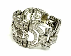 Bracelet Art-Déco Or blanc Diamants,.