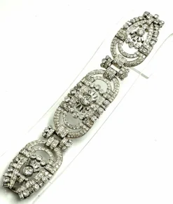 Bracelet Art-Déco Or blanc Diamants,.