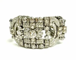 Bracelet Art-Déco Or blanc Diamants,.
