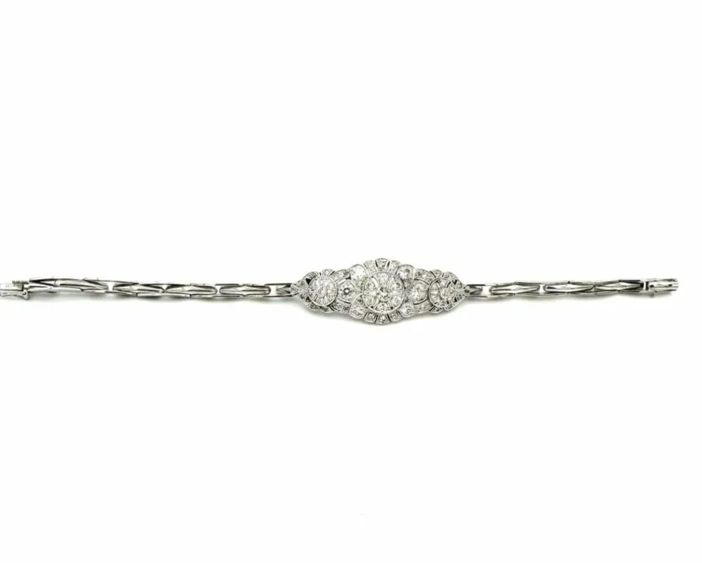 Bracelet Art-Déco or, platine et diamants