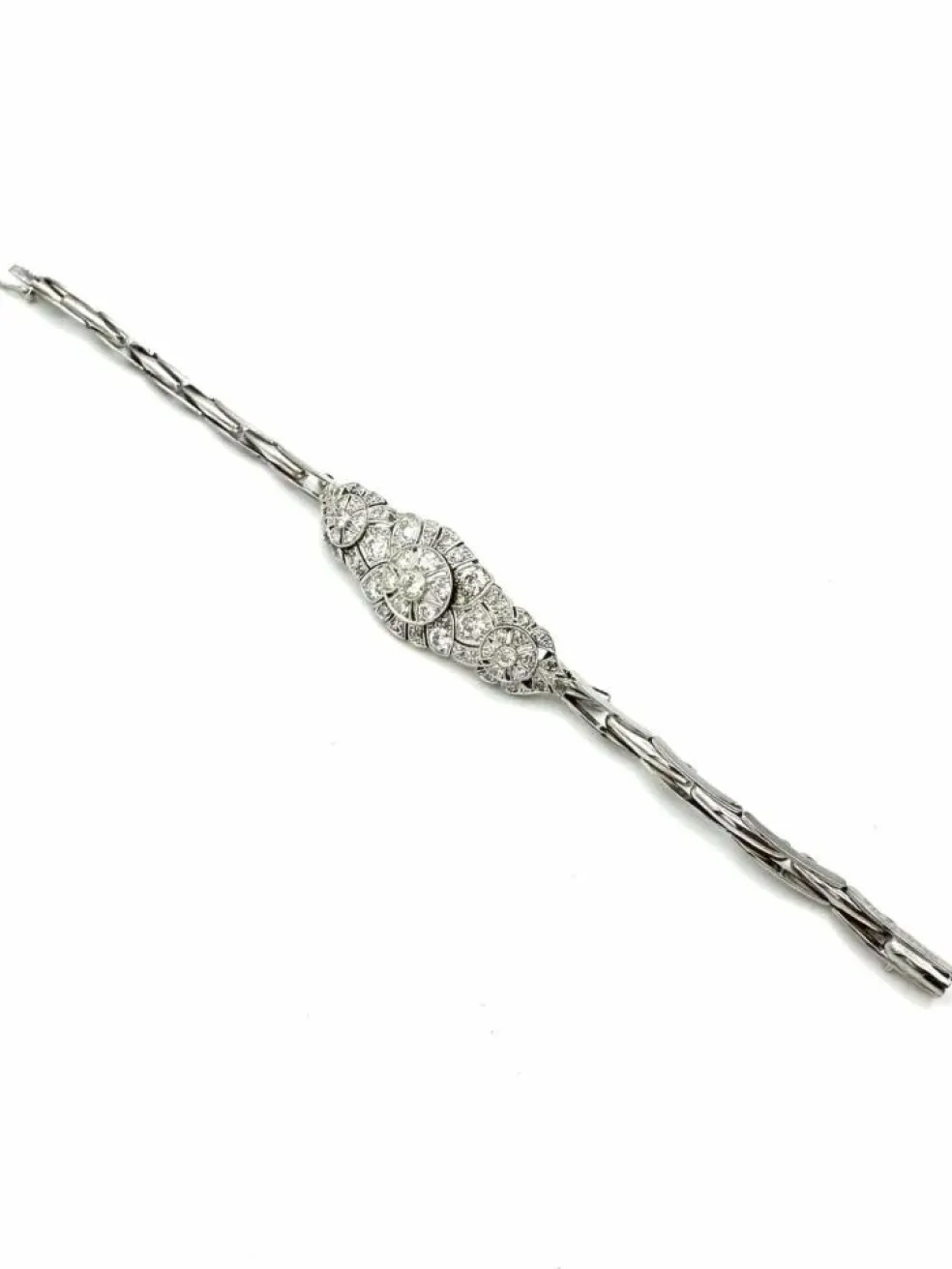 Bracelet Art-Déco or, platine et diamants