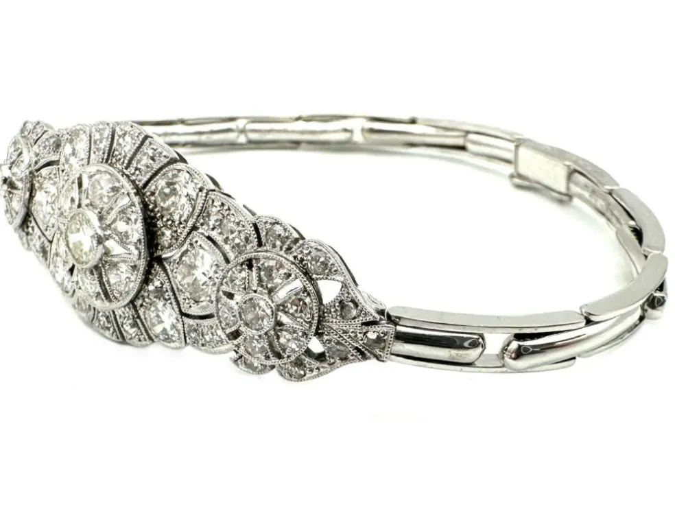 Bracelet Art-Déco or, platine et diamants