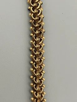 Bracelet Articulé Feuillages Or Jaune Perles Lapis Lazuli