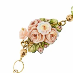 Bracelet avec fleur en émail et pierres précieuses