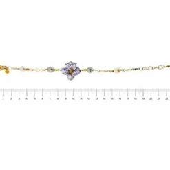 Bracelet avec fleur en émail et perles