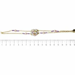 Bracelet avec fleur émaillée, diamant, améthystes et perles