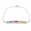 Bracelet barrette saphirs multicolores diamants or blanc