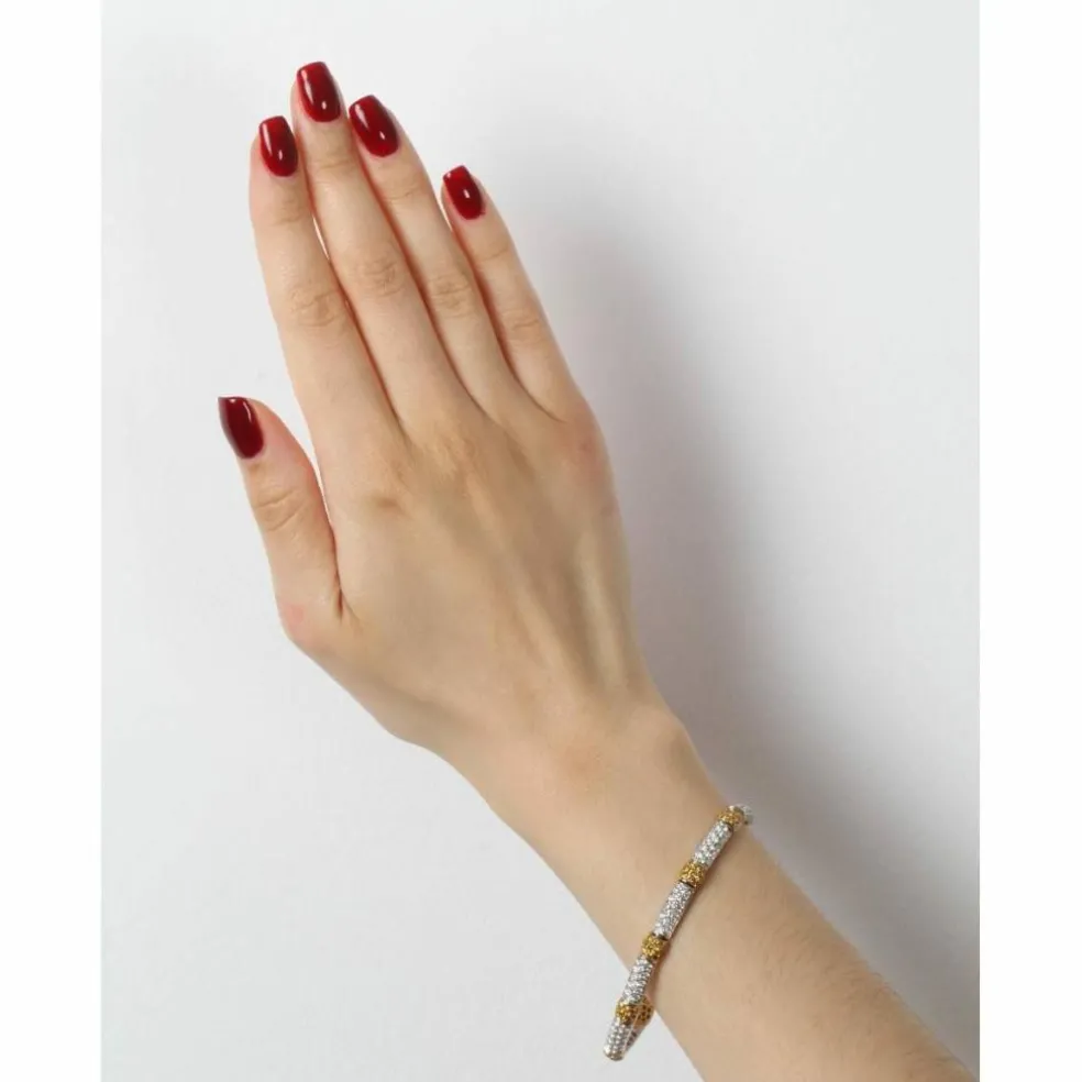 Bracelet bicolore en or, diamant et saphir jaune