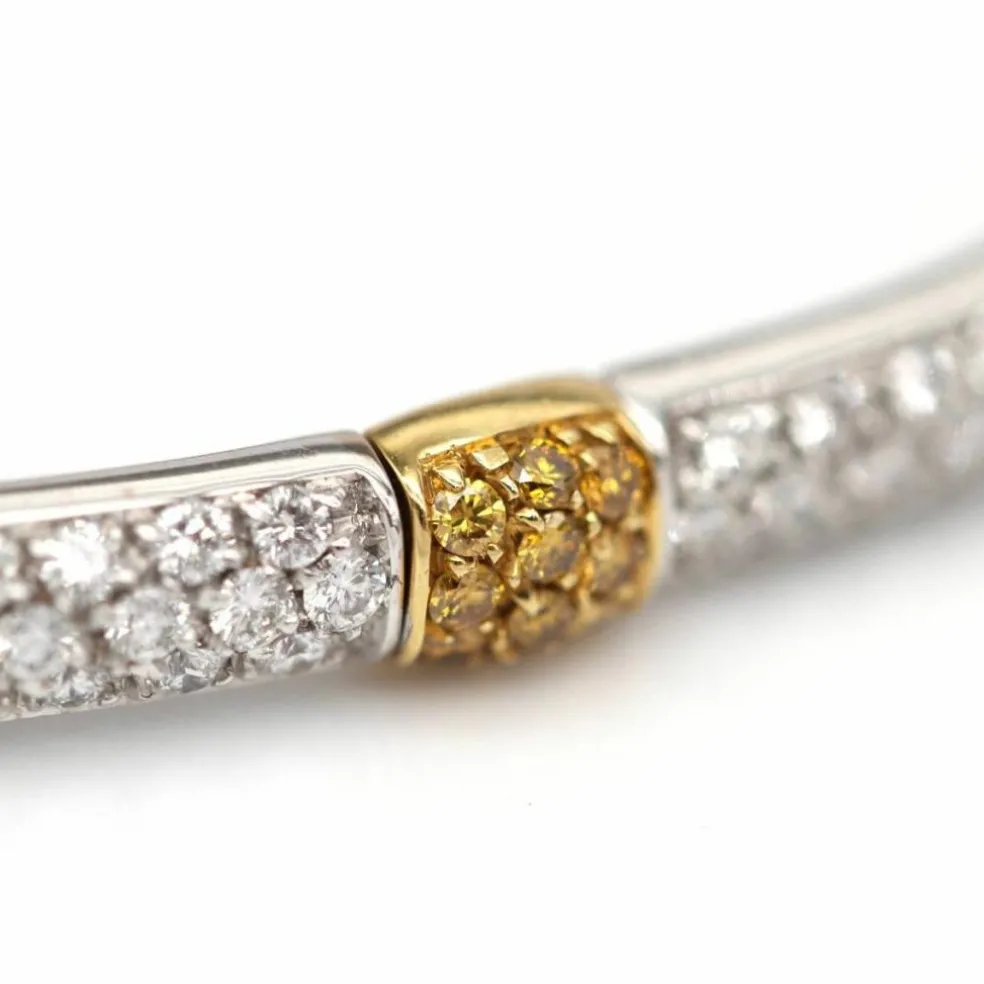 Bracelet bicolore en or, diamant et saphir jaune