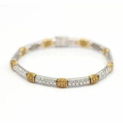 Bracelet bicolore en or, diamant et saphir jaune