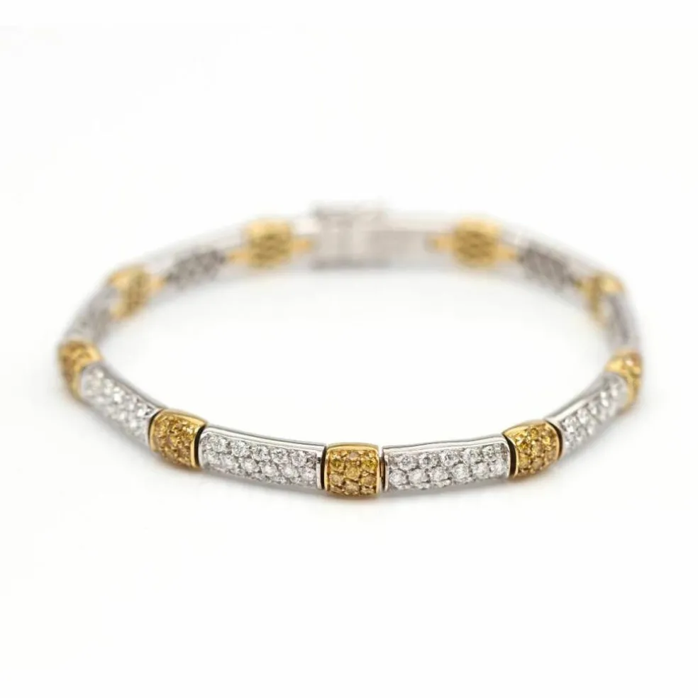 Bracelet bicolore en or, diamant et saphir jaune