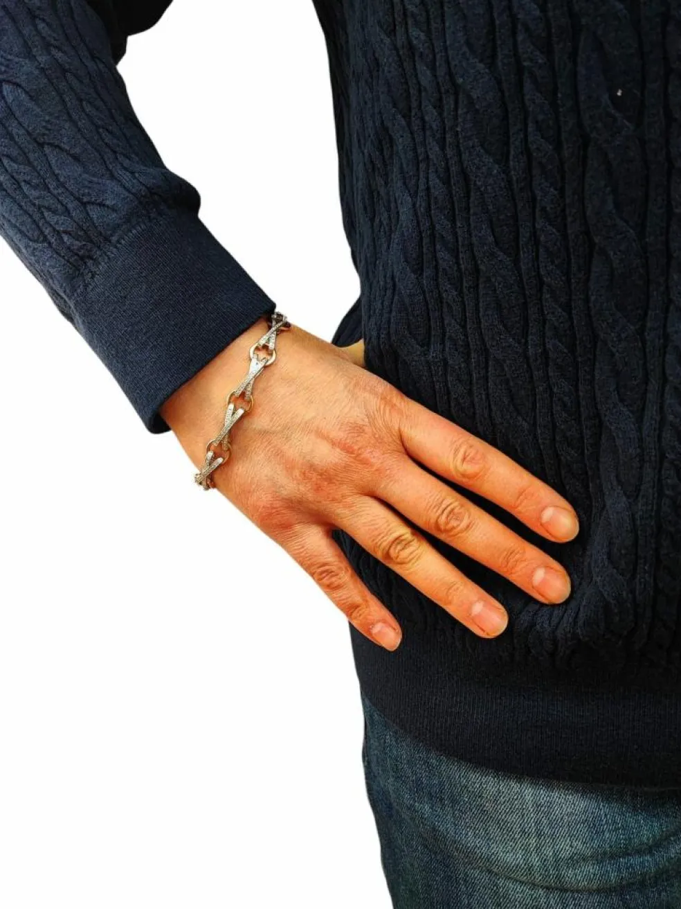 Bracelet bicolore or blanc et or jaune 18K diamants