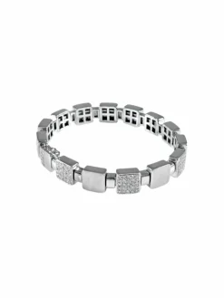 Bracelet Carrés Or Blanc Diamants
