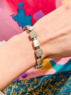 Bracelet Carrés Or Blanc Diamants