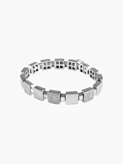 Bracelet Carrés Or Blanc Diamants