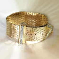 Bracelet ceinture or diamants rétro