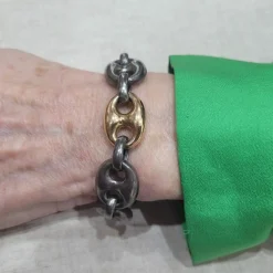 Bracelet corde argent et or