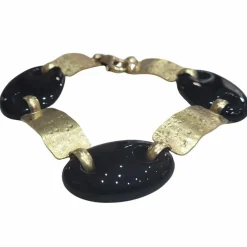 Bracelet corde en or jaune 18 carats et onyx
