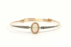 Bracelet dans le style "Wolfers" Art Nouveau or jaune, opale, diamants taille rose
