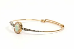 Bracelet dans le style "Wolfers" Art Nouveau or jaune, opale, diamants taille rose