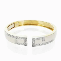 Bracelet David Webb Email Ecrue et Diamants