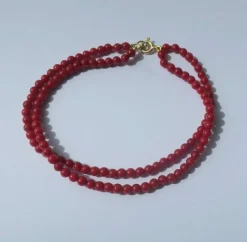 Bracelet deux rangs corail fermoir or