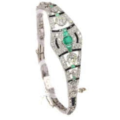 Bracelet diamant, onyx et émeraude